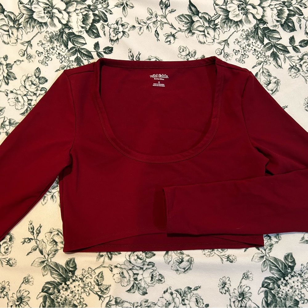 Wild Fable Women's Red Long Sleeve crop top